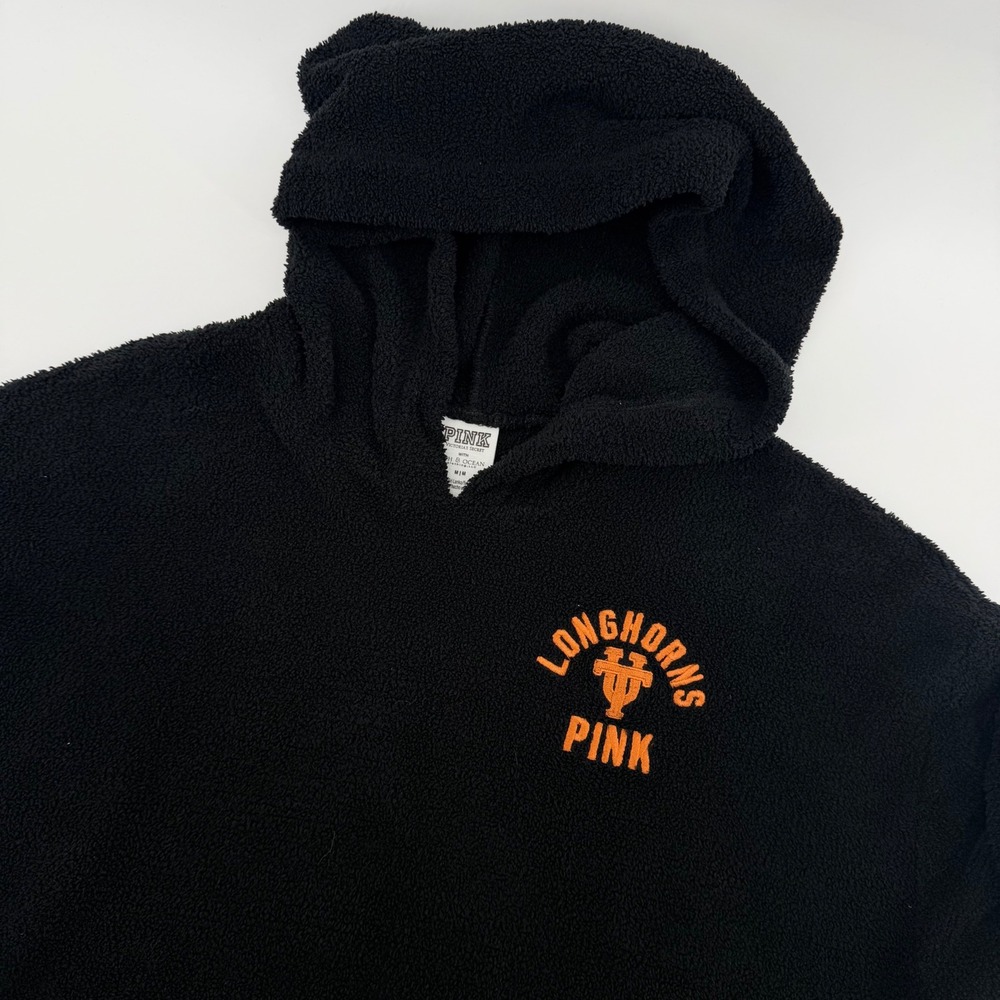 PINK Victoria's Secret Women's Texas‎ Longhorns Sherpa Hoodie Black Size Medium